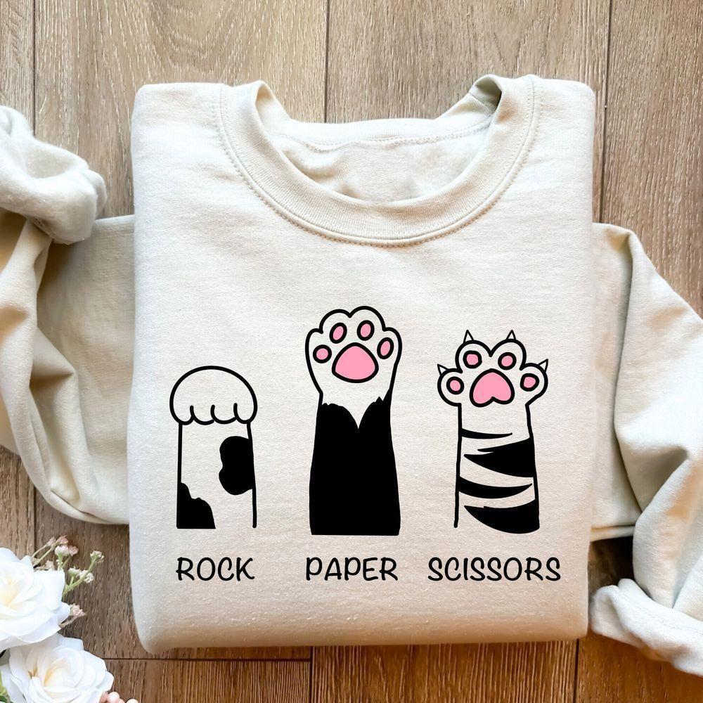 Retro Rock Paper Scissors Cat Paw Vuitino Merch